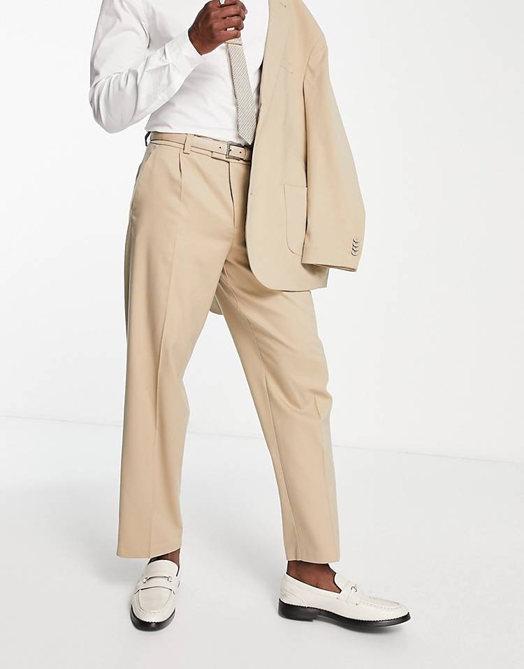 New Look relaxed fit suit pants in tan